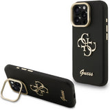 Guess PU Grained 4G Logo Stand Camera Frame Case for iPhone 16 Pro 6.3" Black - GUHCP16LPCS4GSK