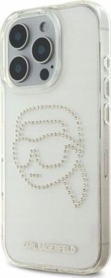 Karl Lagerfeld IML Rhinestones Karl Head Hardcase for iPhone 16 Pro 6.3" Clear - KLHCP16LHKHDCELT