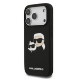 Karl Lagerfeld Liquid Silicone Karl and Choupette Head Case for iPhone 17 Pro 6.3" Black - KLHMP17LSKCHPPLK