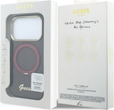 Guess IML Ring Stand 360 Script Metal Logo Case with MagSafe for iPhone 17/18 Pro Max 6.9" Burgundy - GUHMP18X6HCCMSU