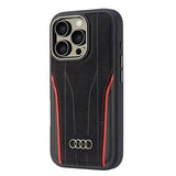 Audi Genuine Leather Hardcase with MagSafe for iPhone 16 Pro 6.3" Black/Red - AU-TPUPCMIP16P-R8/D3-RD