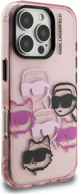 Karl Lagerfeld IML Multi Karl & Choupette Head Pattern Case for iPhone 16 Pro Max 6.9" Pink - KLHCP16XHMCHKCP