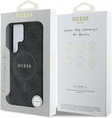 Guess Leather 4G Coloured Ring Classic Logo Case with MagSafe for Samsung Galaxy S25 Ultra 6.9" Black - GUHMS25LG4GFRK