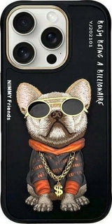 Nimmy Glasses Cool Dog Case for iPhone 16 Pro 6.3" Black - N-YJ-iP16-Pro-01