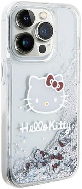 Hello Kitty Liquid Glitter Charms Kitty Head Case for iphone 15 Pro 6.1" Clear - HKHCP15LLIKHET