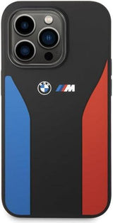 BMW M Series Blue and Red Stripes Silicone for iphone 15 Pro Max 6.7" Black - BMHCP15X22SCSK
