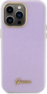 Guess Glitter Glossy Script Hard Case for iphone 15 Pro Max 6.7" Lilac - GUHCP15XPGMCSL