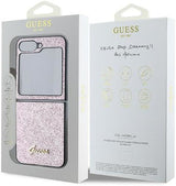 Guess 4G Glitter Script Case for Samsung Galaxy Z Flip 6 Pink - GUHCZF6HGGSHP