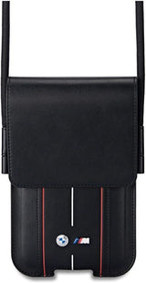 BMW M Series Red Stripes Universal Phone Pouch with Strap and Cardslot Black - BMPSP15XMPVSKR