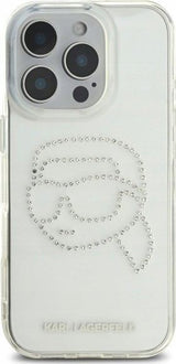 Karl Lagerfeld IML Rhinestones Karl Head Hardcase for iPhone 16 Pro 6.3" Clear - KLHCP16LHKHDCELT