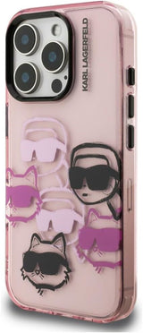 Karl Lagerfeld IML Multi Karl & Choupette Head Pattern Case for iPhone 16 Pro 6.3" Pink - KLHCP16LHMCHKCP