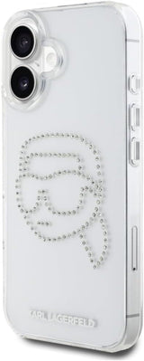 Karl Lagerfeld IML Rhinestones Karl Head Case for iPhone 16 6.1" Clear - KLHCP16SHKHDCELT