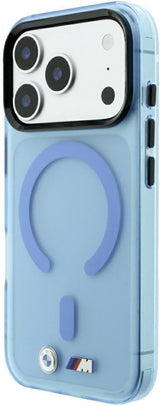BMW M IML Frosted Metal Logo Trims Case with MagSafe for iPhone 17/18 Pro Max 6.9" Blue - BMHMP18X26HTFMILB