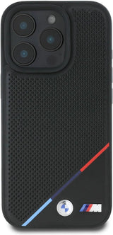 BMW M Perforated Tricolor Line Case with MagSafe for iPhone 16 Pro Max 6.9" Black - BMHMP16X23PUPDK