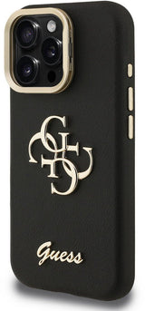 Guess PU Grained 4G Logo Stand Camera Frame Case for iPhone 16 Pro Max 6.9" Black - GUHCP16XPCS4GSK