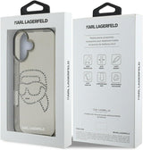 Karl Lagerfeld IML Rhinestones Karl Head Case for iPhone 16 6.1" Black - KLHCP16SHKHDCELK