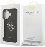 Guess PU Leather 4G Big Logo Gold Frame Case for iPhone 17 6.3" Black - GUHCP17S4GMGCGR