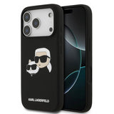 Karl Lagerfeld Liquid Silicone Karl and Choupette Head Case for iPhone 17 Pro 6.3" Black - KLHMP17LSKCHPPLK