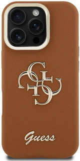 Guess PU Grained 4G Logo Stand Camera Frame Case for iPhone 16 Pro 6.3" Brown - GUHCP16LPCS4GSW