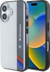 BMW Motorsport IML Vertical Stripe Case for iPhone 16 6.1" Grey - BMHCP16S23HTFEG