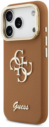 Guess PU Grained 4G Logo Stand Camera Frame Case for iPhone 17 Pro 6.3" Brown - GUHCP17LPCS4GSW