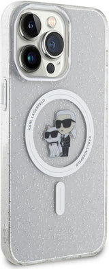 Karl Lagerfeld Glitter Karl & Choupette Hard Case with MagSafe for iphone 15 Pro Max 6.7" Clear - KLHMP15XHGKCNOT