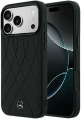 Mercedes Benz Crossed Lines Leather Case with MagSafe for iPhone 17 Pro 6.3" Black - MEHMP17L25PSECLK