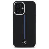 Mercedes Benz Silicone Blue Stripe Case with MagSafe for iPhone 16 6.1" Case Black - MEHMP16S23SUMBK