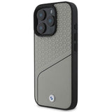 BMW Sign Leather Textured and Line Case with MagSafe for iPhone 16 Pro 6.3" Grey - BMHMP16L23RDCLG
