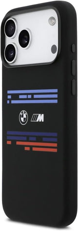 BMW M Series Silicone Horizontal Line Case with MagSafe for iPhone 17 Pro Max 6.9" Black - BMHMP17X25SHOTSK