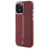 Mercedes Benz Silicone White Stripe Case with MagSafe for iPhone 16 Pro Max 6.9" Red - MEHMP16X23SUMSR