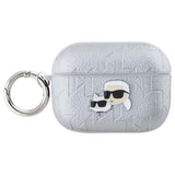 Karl Lagerfeld PU Embossed Karl and Choupette Head Case for AirPods Pro 2 Silver - KLAP2PGKCPS