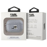 Karl Lagerfeld PU Embossed Karl and Choupette Head Case for AirPods Pro 2 Silver - KLAP2PGKCPS