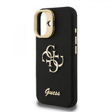 Guess PU Grained 4G Logo Stand Camera Frame Case for iPhone 16 6.1" Black - GUHCP16SPCS4GSK