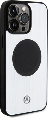 Mercedes Hard Case Leather & Aluminum Silver with MagSafe for iphone 15 Pro Max 6.7" Silver - MEHMP15X23ACMS