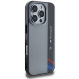 BMW Motorsport IML Vertical Stripe Case for iPhone 16 Pro 6.3" Grey - BMHCP16L23HTFEG