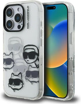 Karl Lagerfeld IML Multi Karl & Choupette Head Pattern Case for iPhone 16 Pro 6.3" Clear - KLHCP16LHMCHKCT