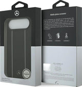 Mercedes Leather Star Pattern Stripes Case with MagSafe for iPhone 17 Air 6.5" Black - MEHMP17M25RPSLKH