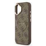 Guess PU Leather 4G Gold Frame Case with MagSafe for iPhone 17 6.3" Brown - GUHMP17SP4MSEGCW