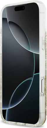 Guess Resin Bottom Glitter Case with MagSafe for iPhone 17/18 Pro Max 6.9" Clear Gold - GUHMP18XRGRGED