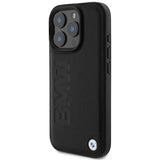 BMW Leather Hot Stamp Case with MagSafe for iPhone 16 Pro 6.3" Black - BMHMP16LSLLBK