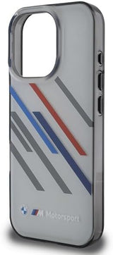 BMW Motorsport IML Random Stripes Case for iPhone 16 Pro 6.3" Grey - BMHCP16L23HTRAG