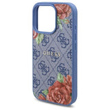 Guess 4G Flower Printed Hardcase with MagSafe for iPhone 16 Pro 6.3" Blue - GUHMP16LP4ROPEMCB