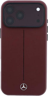 Mercedes Leather Semi Wrap Iconic Line Case with MagSafe for iPhone 17/18 Pro Max 6.9" Burgundy - MEHMP18X25PFWSTR