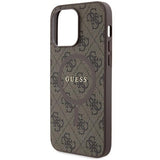 Guess 4G Collection Leather Metal Logo with MagSafe Hard Case for iphone 15 Pro Max 6.7" Brown - GUHMP15XG4GFRW
