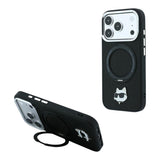 Karl Lagerfeld Choupette Head Pin Case with 360 MagSafe Ring Stand for iPhone 17/18 Pro Max 6.9" Black - KLHMP18XPSRSCHHK