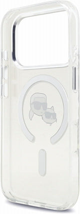 Karl Lagerfeld IML Karl & Choupette Head Metal Frame Case with MagSafe for iPhone 17/18 Pro 6.3" Clear - KLHMP18LHLSKCH