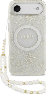 Guess IML Flowers Allover Strap Case with MagSafe for iPhone 17 Air 6.5" White - GUHMP17MHCPOFPH
