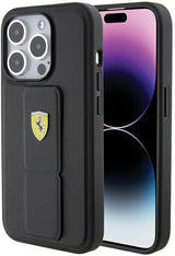 Ferrari Hard Case Grip Stand with Metal Logo for iphone 15 Pro 6.1" Black - FEHCP15XGSPSIK