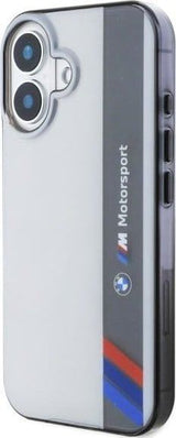 BMW Motorsport IML Vertical Stripe Case for iPhone 16 6.1" Grey - BMHCP16S23HTFEG